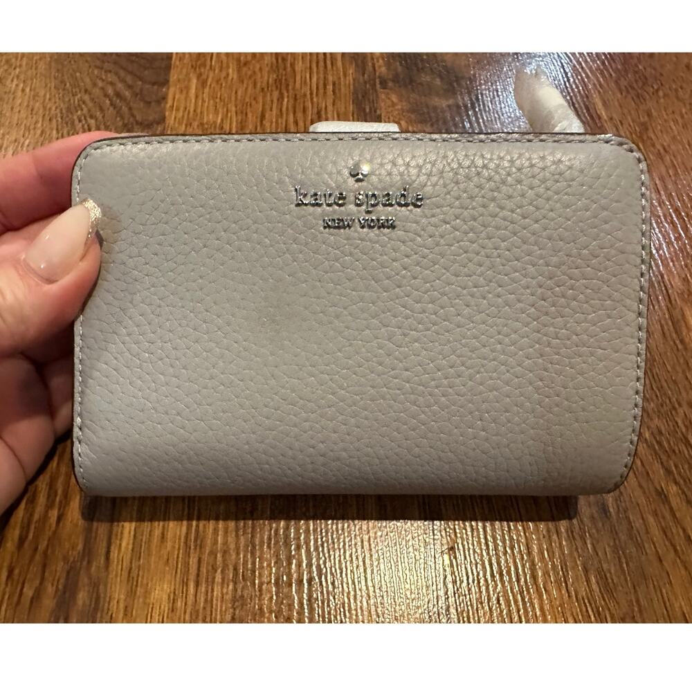 Kate Spade New York Leather Wallet Gray 4x6 NWT Designer Lux Accessories